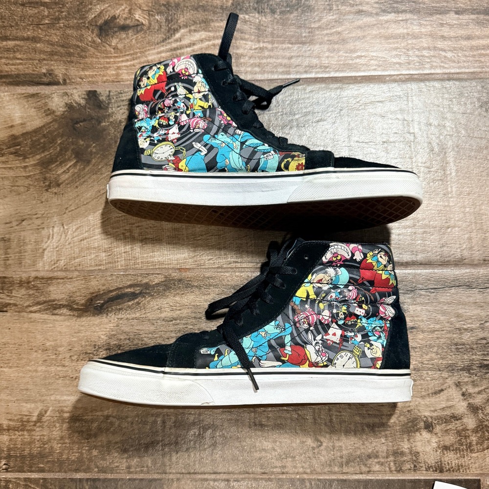 Vans Sk8-Hi x Disney Rabbit Hole -Alice in Wonderland Sneakers, Black,10.5M/12W